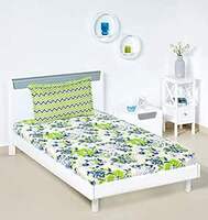 Amazon Brand - Solimo Floral Breeze 144 TC 100% Cotton Single Bedsheet with 1 Pillow Cover, Green