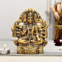 CHHARIYA CRAFTS Metal Panchmukhi Hanuman Murti (Gold, 16 CM)