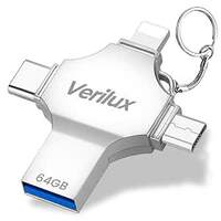 Verilux® Flash Drive 64GB 4 in 1 Pendrive with Light-ning, Micro USB, USB A, Type-C Int