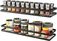 Craft Expertise Set of 2 (Pack-2) Metal Spice Rack Organiser Wall Mounted, Hanging Seasoning Spice Rack Shelf Holder, Storage for Kitchen Cabinet Color Black