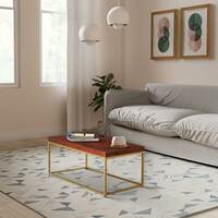 Amazon Brand - Solimo Cousta Rectangular Coffee Table(Solid Mango Wood & Iron, Honey Finish)