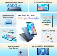 realme Pad Mini 6 GB RAM 128 GB ROM 8.7 inch with Wi-Fi+4G Tablet (Blue) 