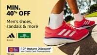 Amazon Mens Shoes Sandals Min 40% off ADIDAS - Crocs Campus & more and additional AU bank instant 10% discount using Credit card