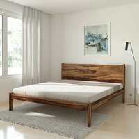 Solimo Pollux King Size Solid Sheesham Wood Bed Without Storage, Natural Finish