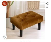 WUDENSEE Footstool Rectangle,Velvet Soft Footrest with Wood Legs,Sofa Footrest Extra Seating for Living Room Small Step Stool for Living Room Couch Pets (Brown)