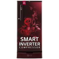 LG 185 L 4 Star Inverter Direct-Cool Single Door Refrigerator (GL-D199OSEY, Scarlet Euphoria, Base stand with drawer)