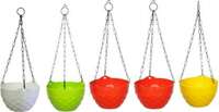 GTB Garden Chain Diamond Garden Hanging Flower Pot, Hanging Pot (Pack of 5) Plant Container Set (Plastic) Plant Container Set fp-03-5 pc