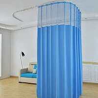 Lushomes Hospital Partition Curtains, Clinic Curtains Size 4 FT W x 7 ft H, Channel Curtains with Net Fabric, 100% Polyester 8 Rustfree Metal Eyelets 8 Plastic Hook, Medical Blue, (4x7 FT, Pk of 1)