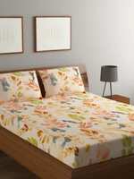 Bombay Dyeing 144 TC Microfiber Queen Floral Flat Bedsheet