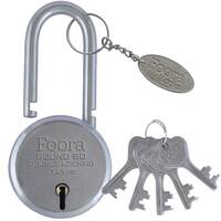 Foora Small Lock and Keys Door Lock for Home Round 50 Long Neck Shackle Padlock with 5 Keys Double Locking 7 Lever gate, Shop Shutter (Round 50mm)