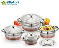 Flipkart SmartBuy 4PC Copper Cookware Set Induction Bottom Cookware Set  (Stainless Steel, 4 - Piece)
