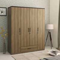 SPACEWOOD HOVER Engineered Wood 4 Door Wardrobe  (Finish Color - LYON WALNUT & NATURAL WENGE, Knock Down)