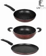 LivFlame Red Aluminum Non-Stick Cookware Set - 3 pcs
