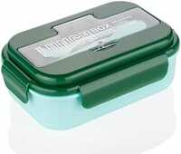 Attro Magic Lunch Box Comes with 3 Compartment,2 Spoons & Stylish Lid Use as Phone Holder Made with Heavy Platic Material BPA Free Perfect for School,Office,Outdoor-Green Turquoise