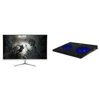 ZEBRONICS ZEB-A24FHD Ultra Slim LED Monitor with 60.4cm (24”) Wide Scree & ZEB-NC3300 USB Powered Laptop Cooling Pad with Dual Fan, Dual USB Port and Blue LED Lights 