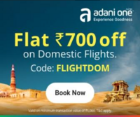 Adani Flight booking-Flat Rs.700 Off on Domestic Flights on Bookings Above Rs.5000