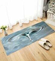 Blue Nylon 21 x 55 Inches Machine Made Floor Runner