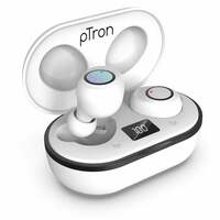 PTron Bassbuds Jets True Wireless Bluetooth 5.0 Headphones, 20Hrs Total Playback with Case, Deep Bass, Touch Control, IPX4 Water Resistant, Voice Assistant, Built-in Mic & Digital Display (White)