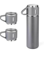  URBANHUDA Vacuum Insulated Flask set 3Cup set for Hot & Cold Drink (Giftset Grey) 500 ml Flask 