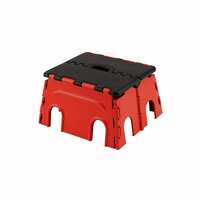 Primelife 7 Inches Plastic Folding Step Stools, Foot Stool for Kitchen Convenient Usages, Quick-Fold Step Stool (Red - Black)(Prime)