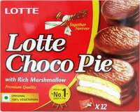 Lotte Choco Pie - Soft Biscuits coated with Premium Chocolate Cream Sandwich (336 g) Supermart 

