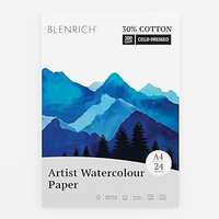 Blenrich Watercolour Paper: 300 GSM, 30% Cotton, Cold Pressed (A4 / 24 Sheets)