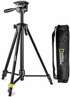 National Geographic Photo Tripod Kit Medium, with Carrying Bag, 3-Way Head, Quick Release, 3-Section Legs Lever Locks, Geared Centre Column, Load up 1,5kg, Aluminium, for Canon, Nikon, Sony, NGHP [Apply 50% off Coupon]