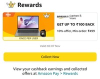 Get 10% upto 100 on laptop and more on Amazon 