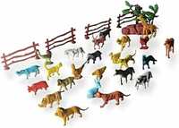 ToyMagic Animal Figure Toy Set of 31 Pcs|Farm & Jungle Animal Figure Playsets with Artificial Tree & Fencing|Birthday & Return Gifts|Learning Educational Animal Toyset for Kids 3+|Made in India