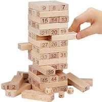 Amisha Gift Gallery 48 Pcs 3 Dice Challenging Wooden Games Blocks for Adults and Kids, Wood Tumbling Tower Stacking Toys 