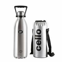 Cello Swift Stainless Steel Double Walled Flask with Thermal Jacket, Hot and Cold, 2200ml, 1pc, Silver