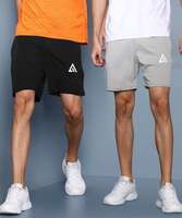 Adrenex Pack of 2 Solid Men Black, Grey Basic Shorts, Beach Shorts, Baggy Shorts, Gym Shorts, Cycling Shorts 