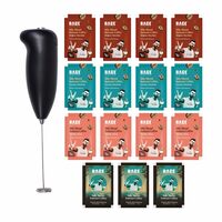 Rage Coffee - Silk Blend Assorted Sachets & Frother Coffee Kit Combo (15 X 1.5 Gram Sachets) | 3 Classic, 4 Creamy Hazelnut, 4 Vanilla Velvet & 4 Belgian Chocolate Flavours & Beater)| Hot & Cold Coffee