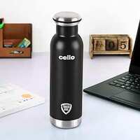 Cello Duro Tuff Steel Series Mac Flask | Hot and Cold Stainless Steel Water Bottle 600 ml, Black
