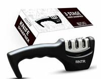 RNTR Knife Sharpener Manual 3 Stage Knife Sharpener for Kitchen Knife Sharpener Rod Knives Sharpening Tool for Steel Knives Multicolor