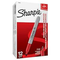 SHARPIE Red Permanent Marker Fine Tip for Precise Writing |Suitable for Multipurpose Usage| Smudge Free | Office Stationery Items | Pack of 12 