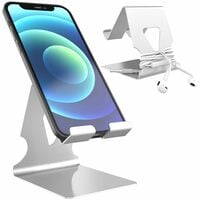 ELV Direct Universal Mobile Phone Stand Holder Mount with Inbuilt Cable Organiser for Phones and Tablet Upto 17.78 Cm (Upto 7 Inch) - Silver(Earphone Not Included) Tabletop