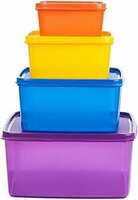 SignoraWare Fresh Tab Plastic Storage Jars Containers Set for Kitchen | Freezer Microwave Safe Leak Proof Food Grade Material (Set of 4 – 2500ml | 1200ml | 500ml | 160ml | Multicolour | BPA Free)