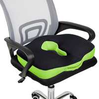 Sleepsia Advance Orthopedic Coccyx Seat Cushion/Pillow with Memory Foam for Sciatica, Tailbone and Back Pain Relief (Black/Green)