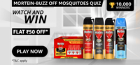 Amazon Mortein Buzz off Mosquitoes Quiz ans & get Rs.50 cashback on min txn. Rs 50