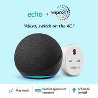 Echo (4th Gen, Black) Combo with Wipro 16A Smart Plug [Rs.3000 Coupon]