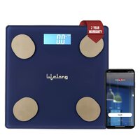 Lifelong LLWS36 Smart Body Fat Weighing Scale with 18 Measurement Functions with Lifelong Smart Home App-Bluetooth Sensor Technology|Electronic Weight Machine|2 Year Warranty & Battery Included (Blue)