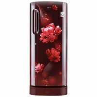 LG 224 L 4 Direct-Cool Smart Inverter Compressor Single-Door Refrigerator (GL-D241ASCY, Scarlet Charm, Base stand with Drawer, 2023 Model), Free 1 Year Extended warranty