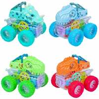 Jack Royal Friction Dinosaur Gear Monster Dino Car Toy with Flashing Lights, Best Gift for Boys and Girls Above 3 Years Old (2 PC Set)