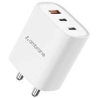 Ambrane 45W Gan Triple Port Fast Charger 1 USB Port & 2 Type C