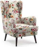 Custom Decor Flower Printed Colour Tufted Wing Back Solid Wood Living Room Chair