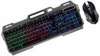 Lowest Amazon Basics Wired Gaming Keyboard and Mouse Combo | Multicolor RGB LED Backlight Effects, Multimedia Keys, Durable Aluminum Body