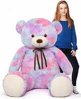 AVSHUB Big Teddy Bear for Girl and Kids Stuffed Animal Plush,Rainbow Soft Gifts for Valentine, Birthday. (4 Feet) (Purple)