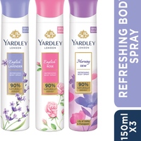 Yardley London Deo Tripack, Pack of 3 x150ml Each 
