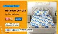 Amazon Minimjm 50% off Prime early deals Home & Kitchen - Beddings & More + Bank Offers